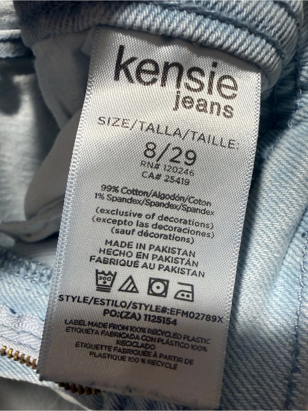 Kensie Kaya High Rise Wide Leg Jeans Light Wash Raw Hem 8/29 - Picture 7 of 8